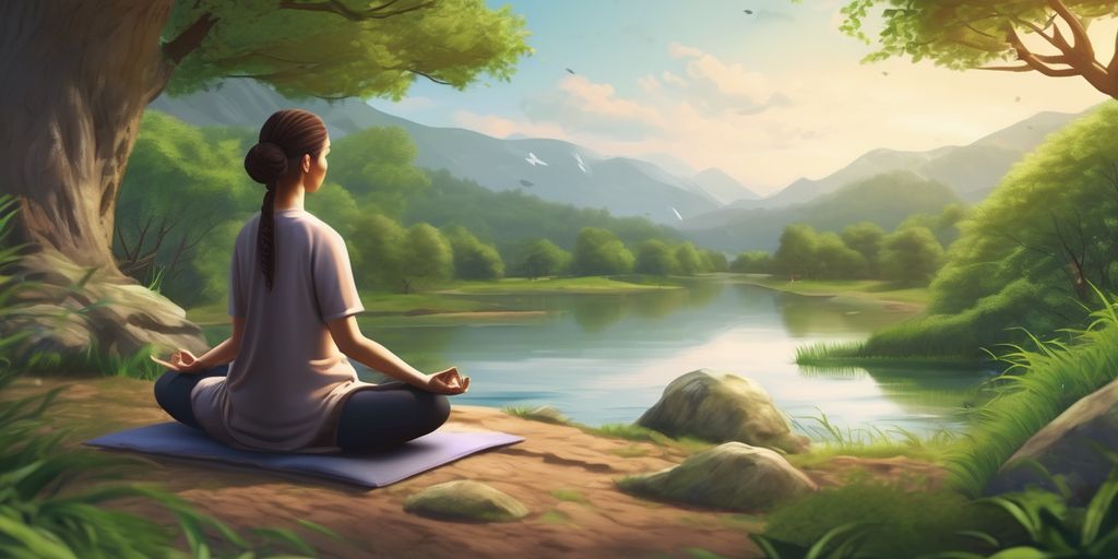 person meditating in nature